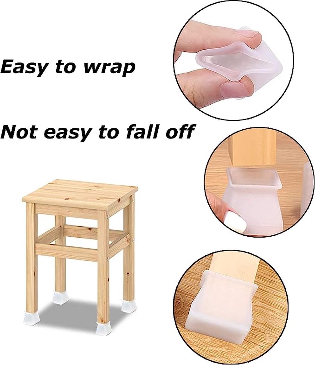 Duhtz Clear Circular Chair Leg Caps - 24pcs - Protective, Soundproof, Stretchable - Fits 20mm-30mm Chairs