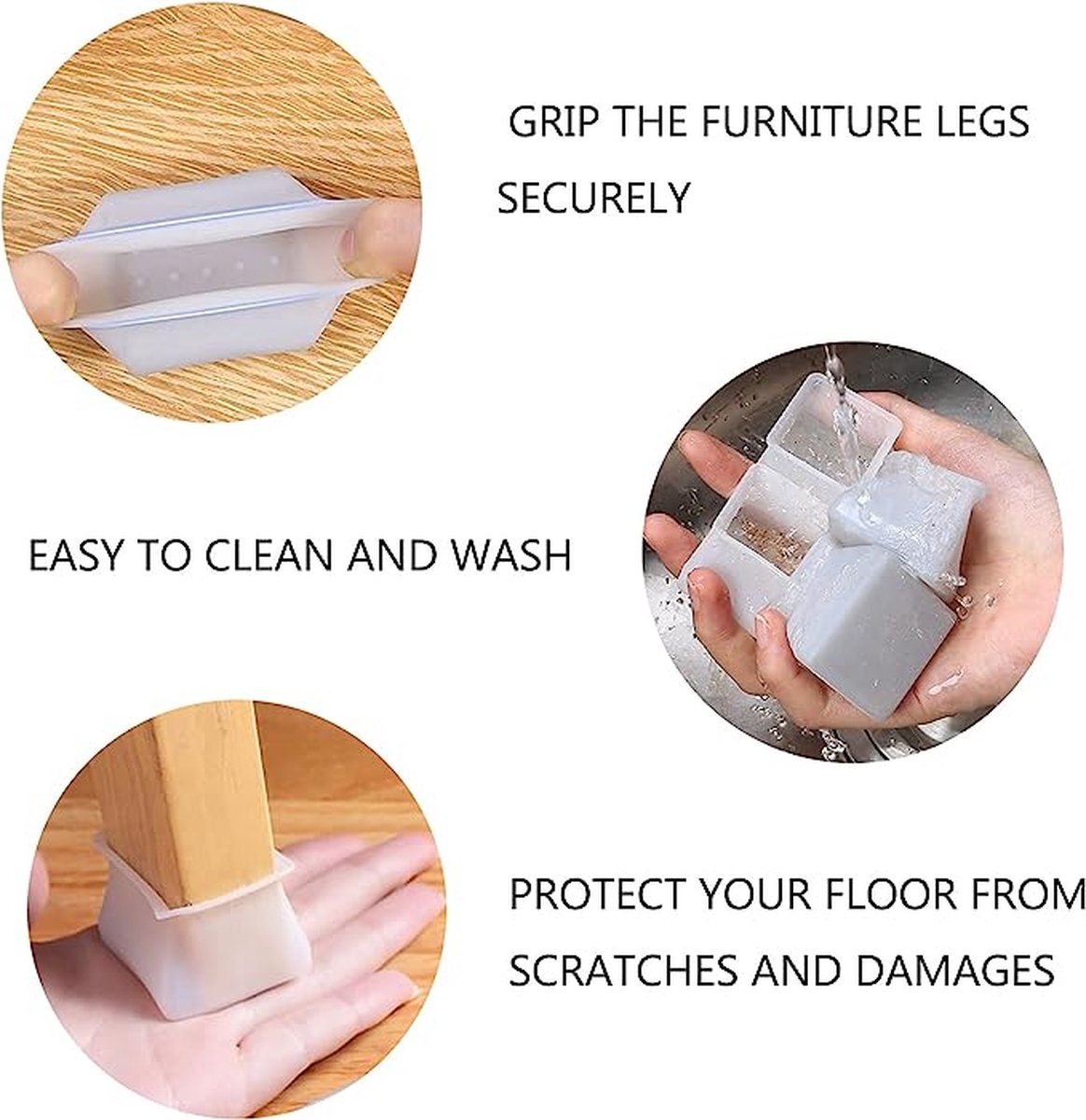 Duhtz Clear Circular Chair Leg Caps - 24pcs - Protective, Soundproof, Stretchable - Fits 20mm-30mm Chairs