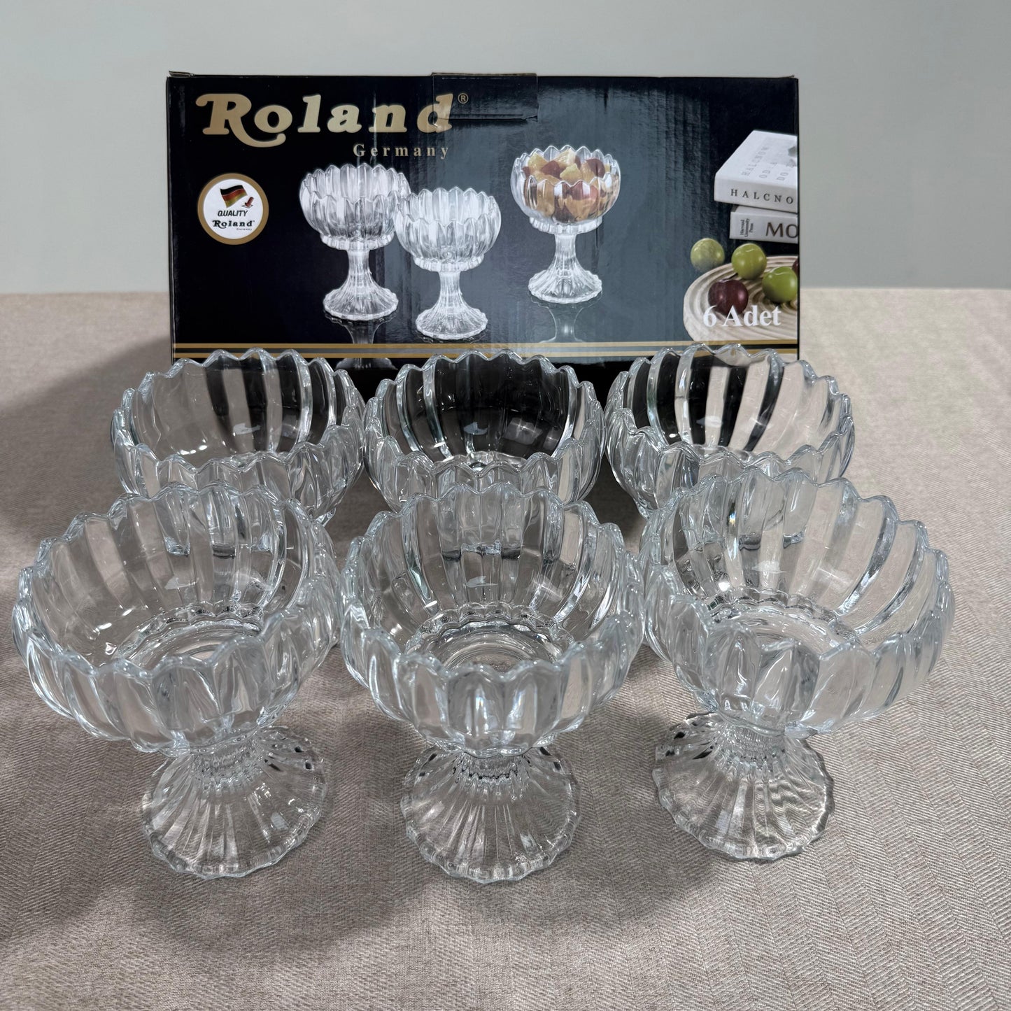 Set de Coupes à Glace – 6 Pièces en Verre Cristal