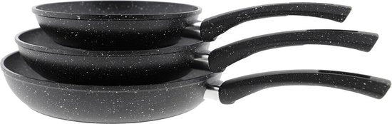Set de 3 poêles en aluminium noir avec revêtement antiadhésif – Ø 20/24/28 cm – Roland