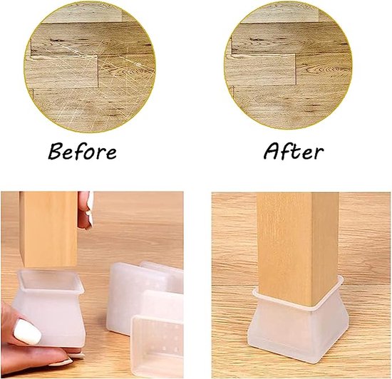 Duhtz Clear Circular Chair Leg Caps - 24pcs - Protective, Soundproof, Stretchable - Fits 20mm-30mm Chairs