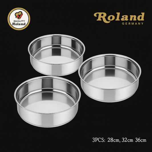 Set de 3 plats ronds en inox pour four – Ø 28/32/36 cm – Roland