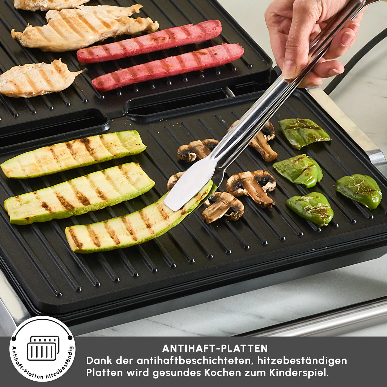 Grille-pain et gril Karaca Toastmate – 6 tranches, inox, 2000 W, plaque en fonte