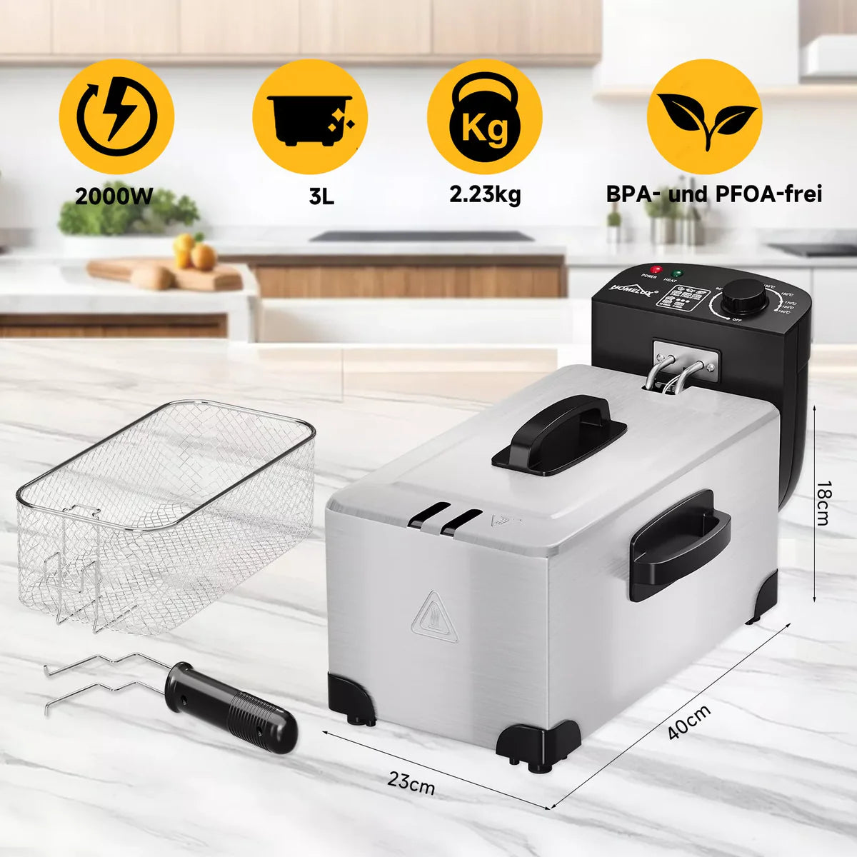 HOMELUX Friteuse 3 L 2000W