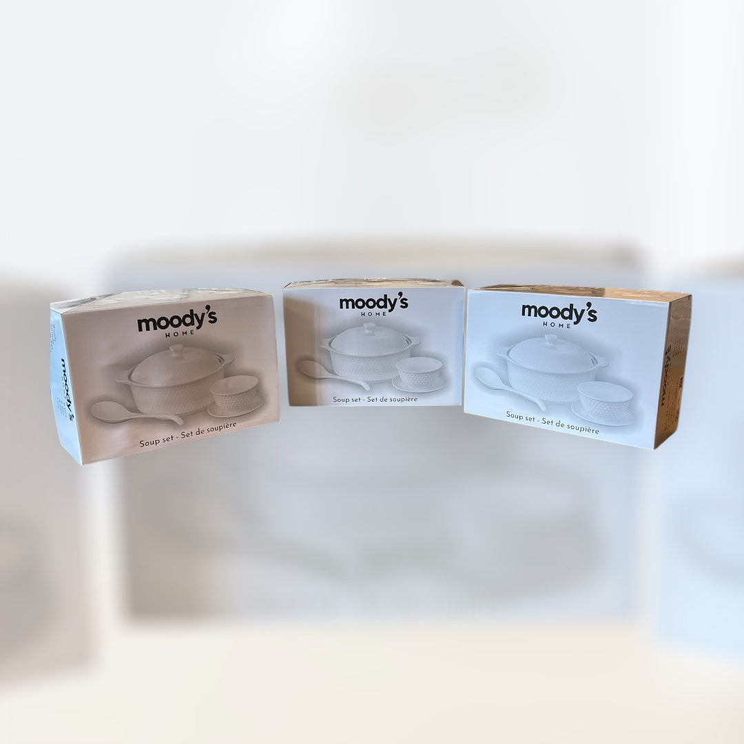 Ensemble de Soupière Élégant Moody’s Home – Service de Table en Porcelaine 15 PCS