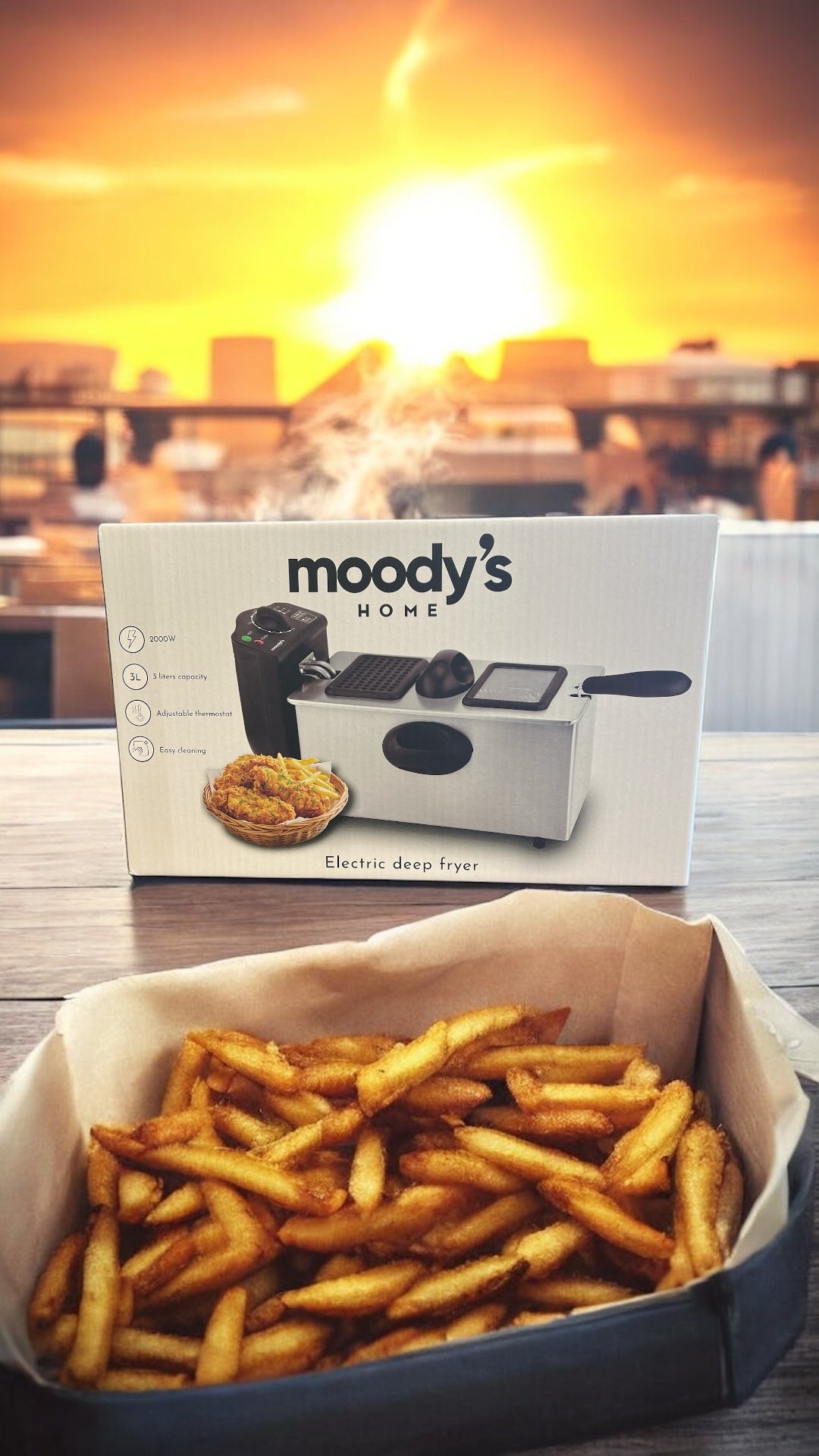 Friteuse Électrique 3L | 2000W Acier Inoxydable - Moody's Home