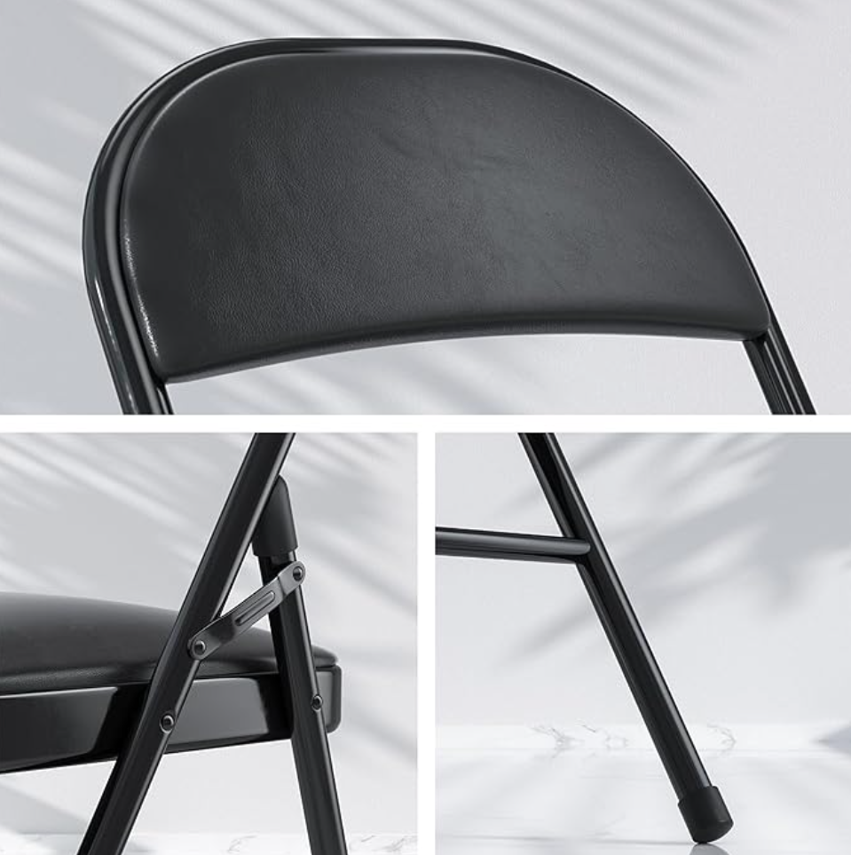 Metal folding chair with soft padded cushion seats