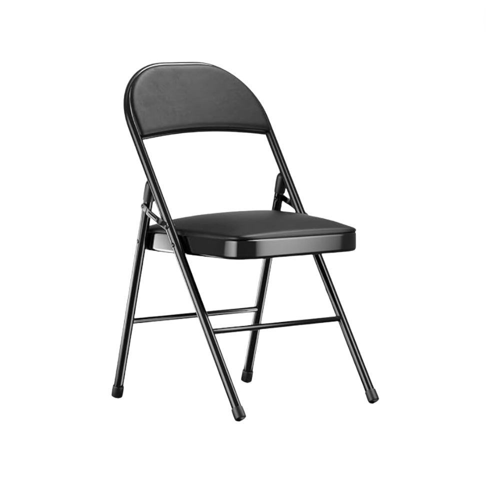 Metal folding chair with soft padded cushion seats