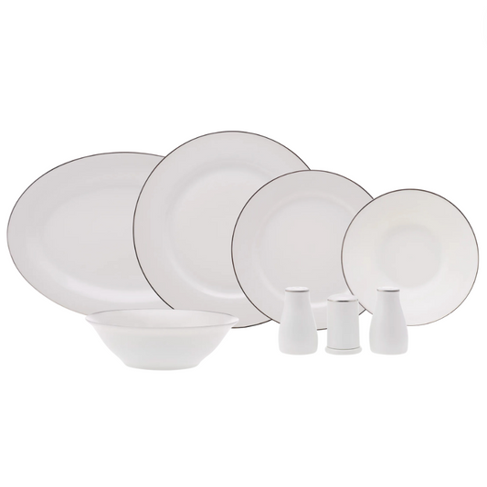 Karaca Lexi Platin 56-Piece Porcelain Dinnerware Set for 12 People