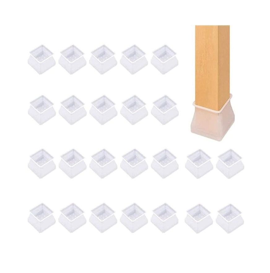 Duhtz Clear Circular Chair Leg Caps - 24pcs - Protective, Soundproof, Stretchable - Fits 20mm-30mm Chairs