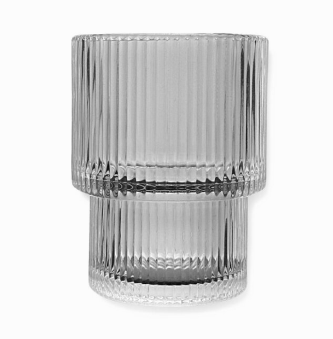 ALMINA Terra Corta Fluted Drinking Glass - Coffee Glass - 200 ml - Set of 6 - Glass - Stackable