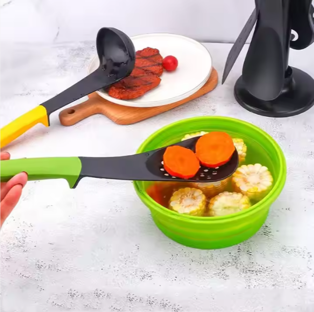 Set van 6 hittebestendige nylon keukengerei met verfdoos en houder