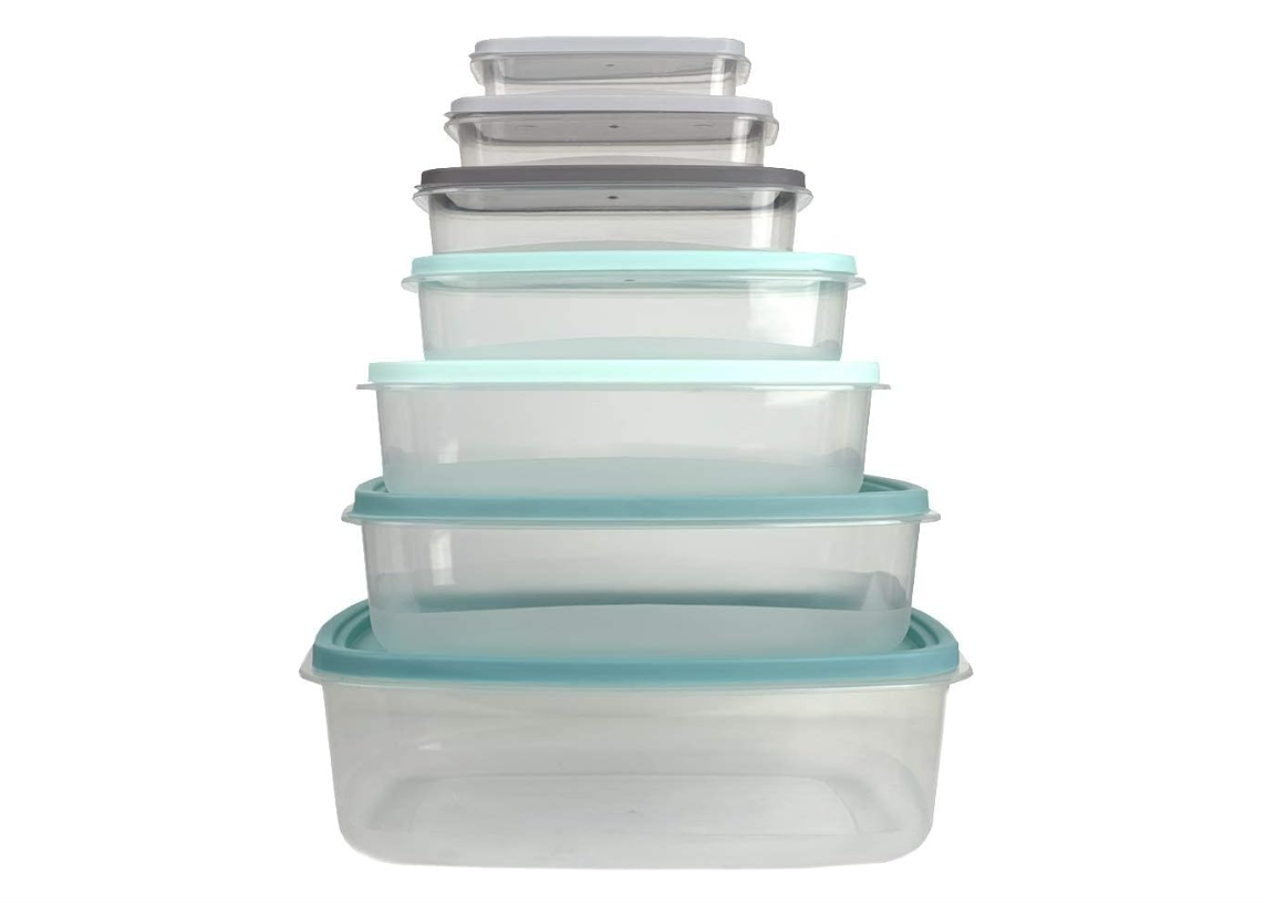 Lot de 7 Boîtes de Conservation Pour Aliments avec Couvercles en Plastique
