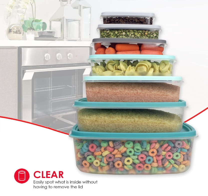 Lot de 7 Boîtes de Conservation Pour Aliments avec Couvercles en Plastique