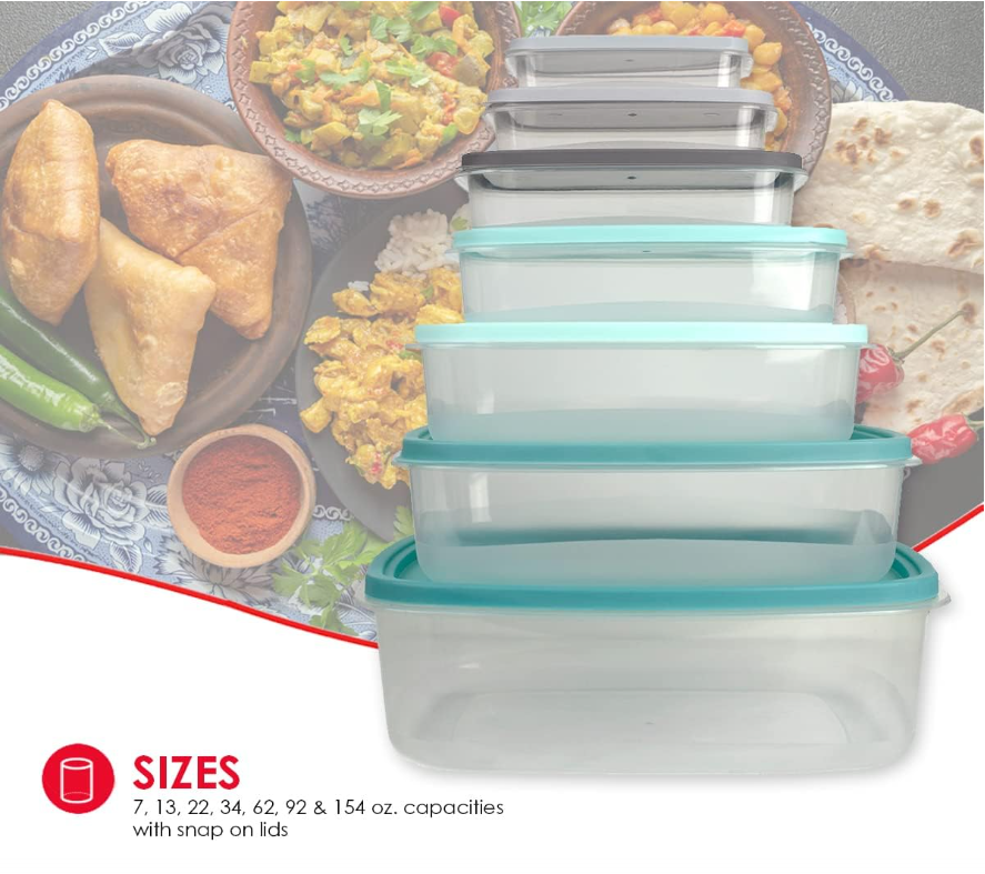 Lot de 7 Boîtes de Conservation Pour Aliments avec Couvercles en Plastique