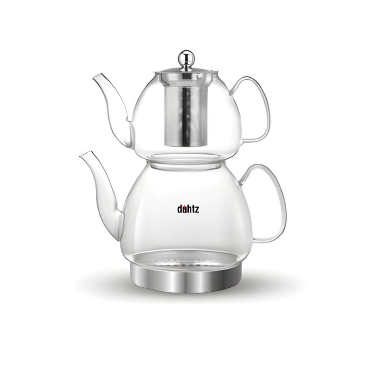 Duhtz XL Glass Teapot Set - 1000ml Teapot and 2000ml Water Carafe, Gas and Electric Compatible