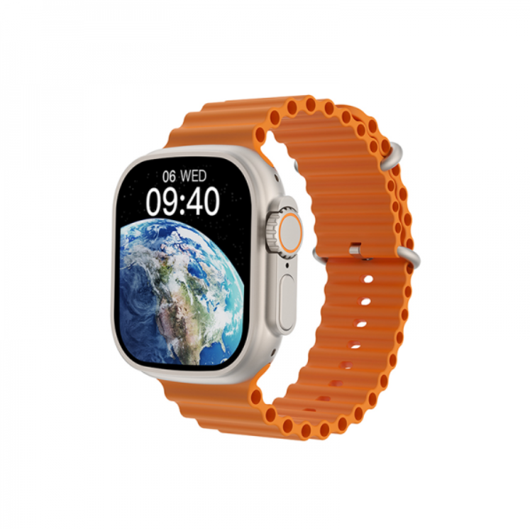 Wiwu SW01 Ultra Smartwatch – Silver Case, Includes Orange and Silver Sport Bands