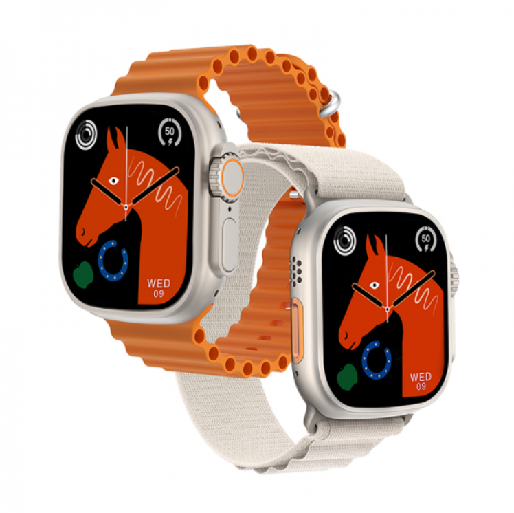 Wiwu SW01 Ultra Smartwatch – Silver Case, Includes Orange and Silver Sport Bands