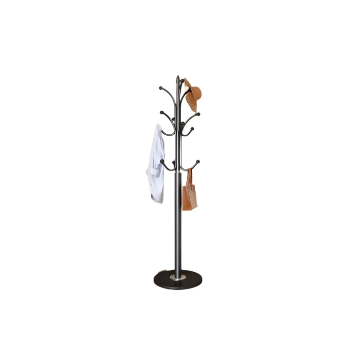 Elegant Coat Rack with Marble Base – 176x38cm Black/White/Gold/Grey