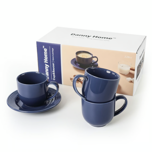 Set de 6 Tasses à Café avec Soucoupe Violette 220 ml