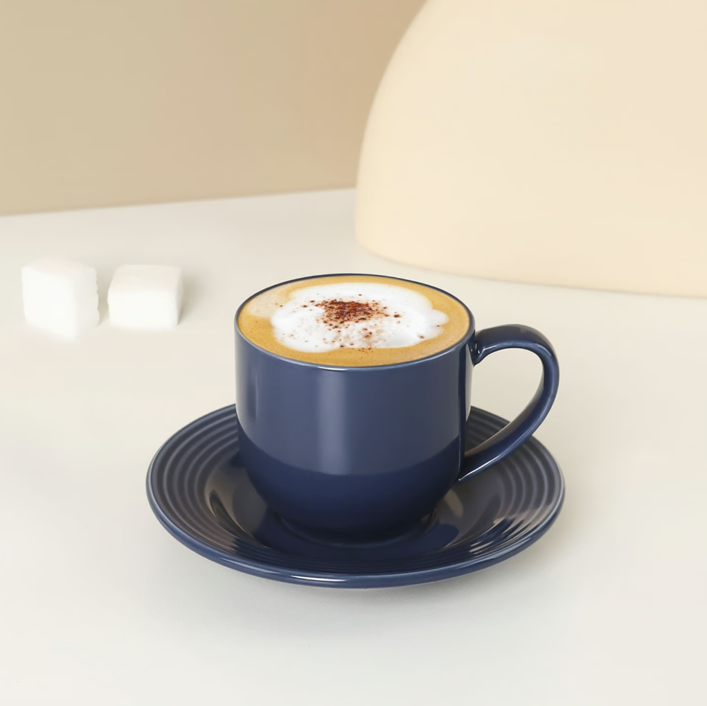 Set of 6 Coffee Cups with Saucer Purple 220 ml