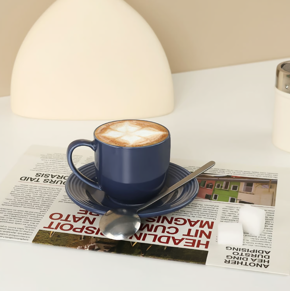 Set of 6 Coffee Cups with Saucer Purple 220 ml