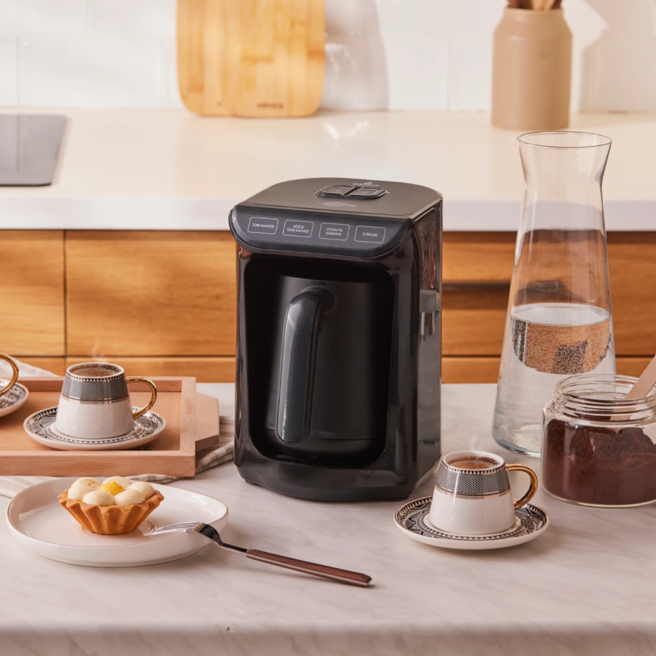 Karaca Hatır Ember Turkish Coffee Maker and Wave Turkish Coffee Machine 5 Cup Capacity with Lots of Foam