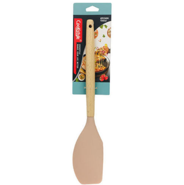 Spatule de Cuisine en Silicone avec Manche en Bois – Résistante à la Chaleur