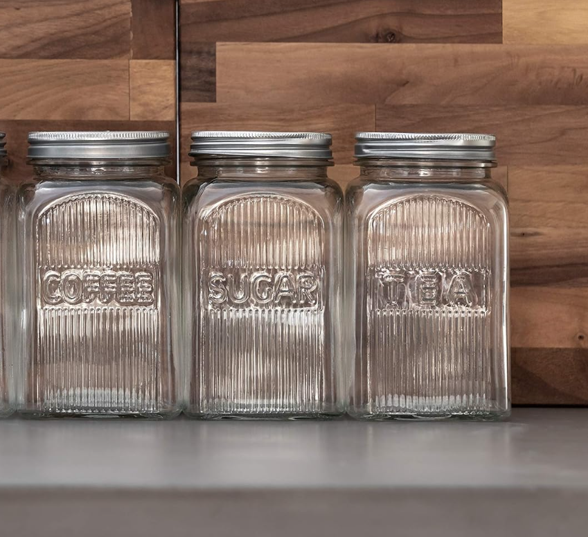 Lot de 3 Bocaux de Rangement en Verre avec Couvercle en Etain de Danny Home