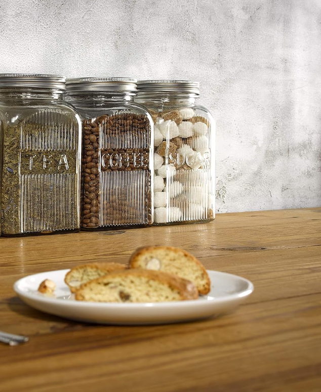 Lot de 3 Bocaux de Rangement en Verre avec Couvercle en Etain de Danny Home