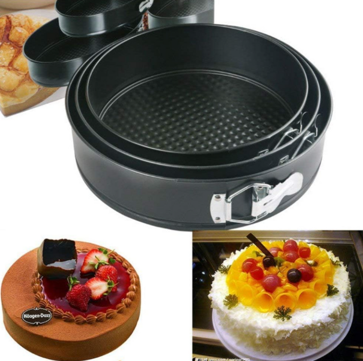 Set of 3 Round Cake Pans - Non-Stick and Leakproof Springform Pans with Removable Base for Baking Cheesecakes and Sponge Cakes