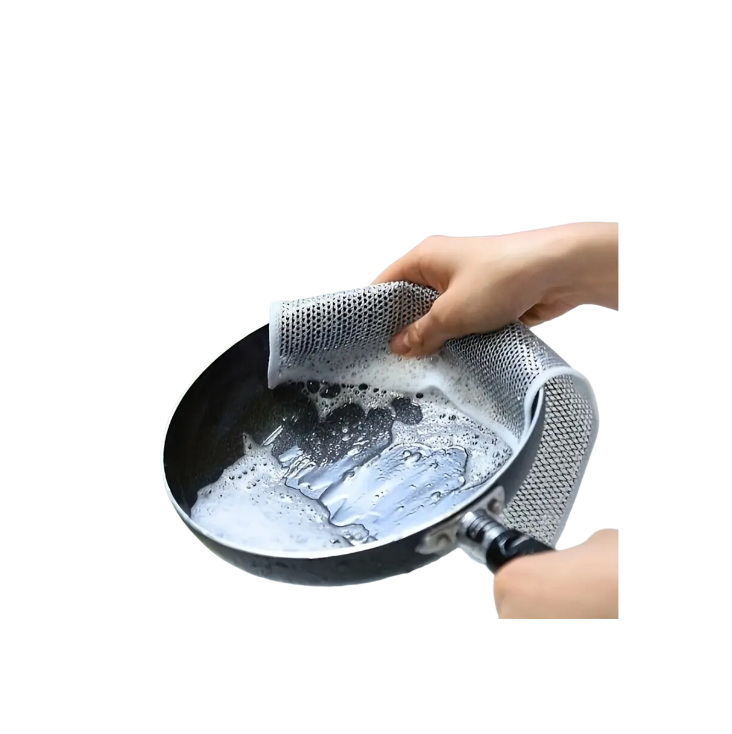 Lot de 8 Torchons de Cuisine à Séchage Rapide – Tampons à Récurer Réutilisables en Microfibre et Fil Argenté