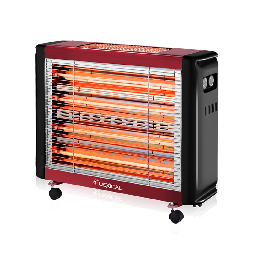Lexical LQH-8009-4 Quartz Heater, 2400 W, Anti-Tilt Switch, Swivel and Mobility Casters