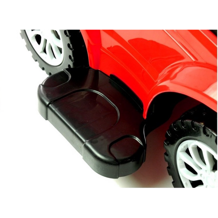 Voiture de sport à bascule pour enfants – 3-en-1 avec sons au volant, barre de poussée et rangement – Rouge