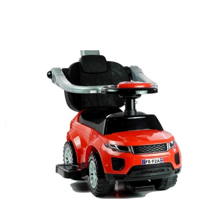 Voiture de sport à bascule pour enfants – 3-en-1 avec sons au volant, barre de poussée et rangement – Rouge