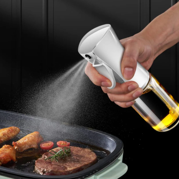 Pulvérisateur d'huile en Verre de Qualité Supérieure pour la Cuisine et la Pâtisserie Noir/Blanc