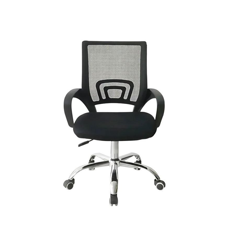 Chaise de Bureau avec Dossier en Maille et Hauteur Réglable, Base en Acier
