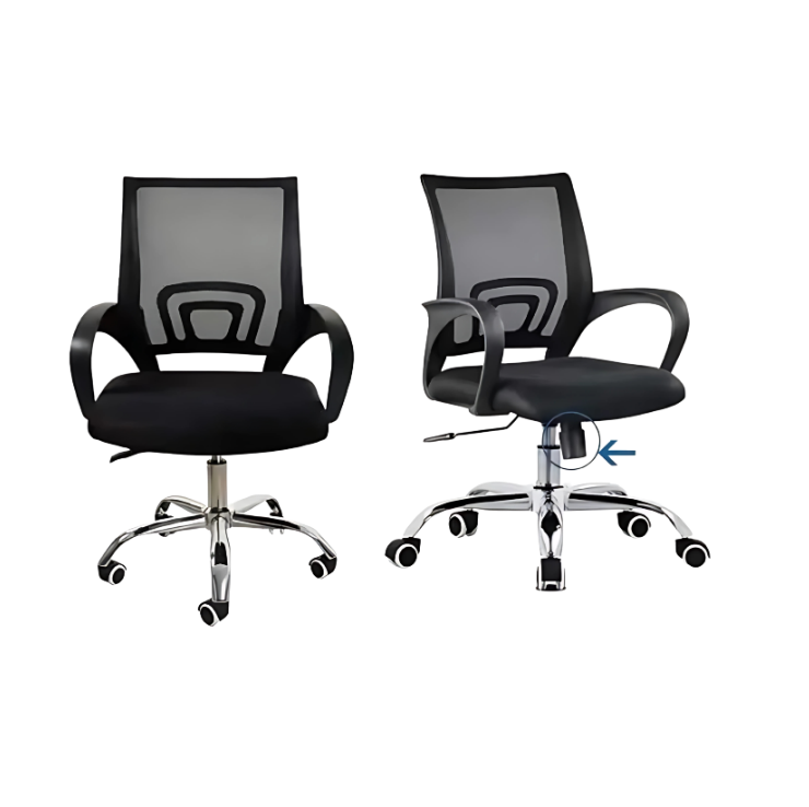 Chaise de Bureau avec Dossier en Maille et Hauteur Réglable, Base en Acier