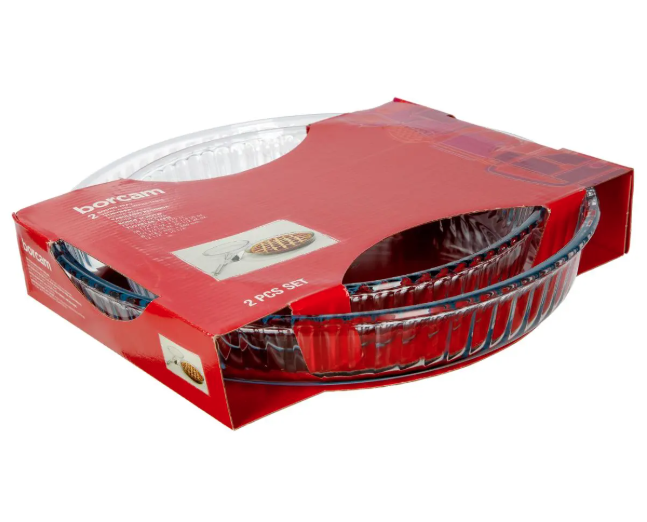 Pasabahce Borcam – Lot de 2 Plats en Verre pour Four (Cannelés, Ronds)