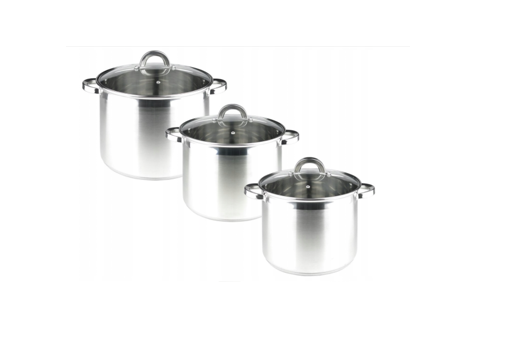 Ensemble de Casseroles en Acier Inoxydable – 6 Pièces (13L / 16L / 19L)