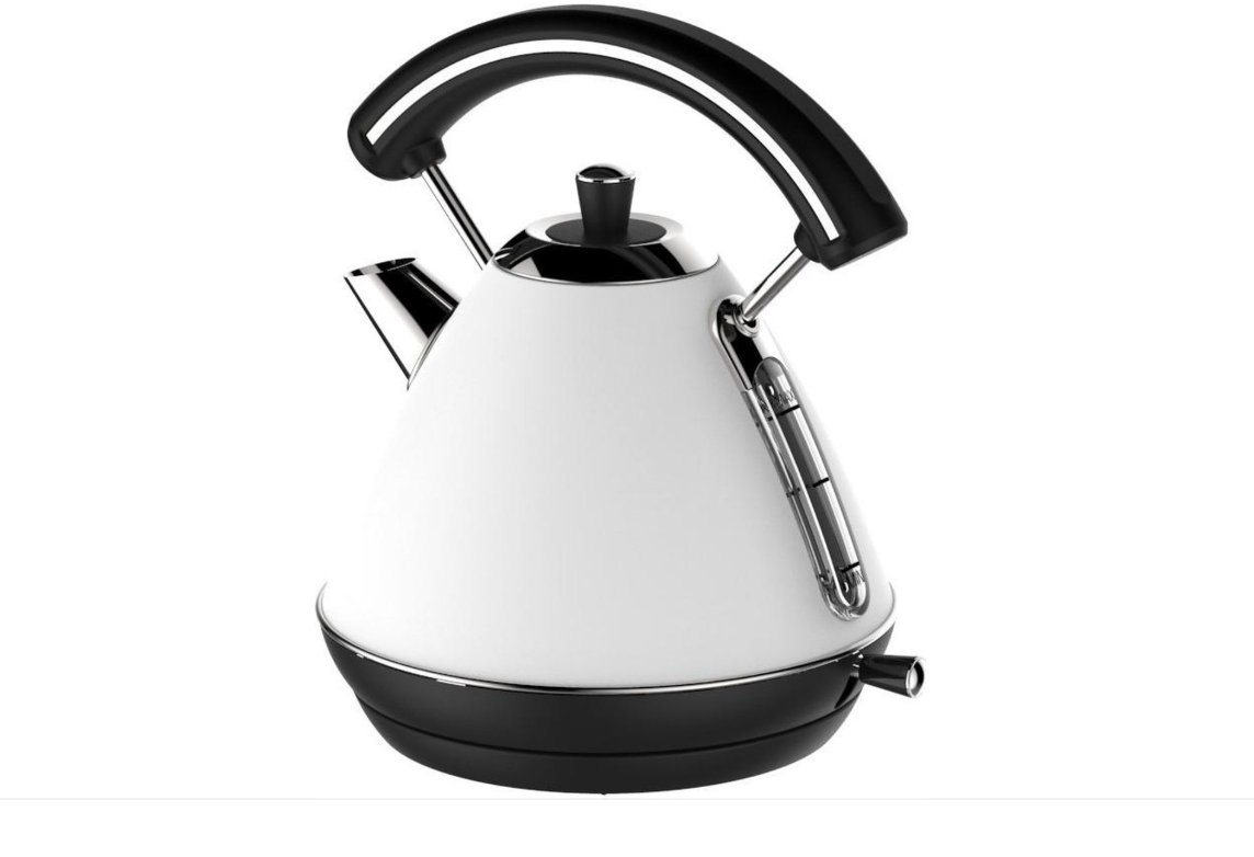 Bouilloire électrique rétro 1,7 L blanc et argent-Schäfer