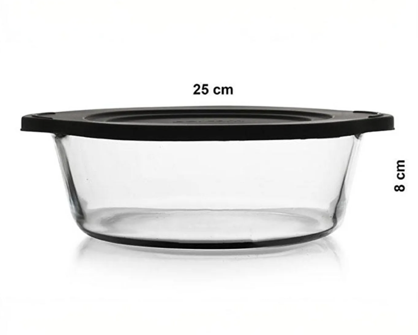 Plat en verre avec couvercle Borcam 2100 cc