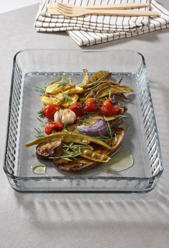 Plat de cuisson rectangulaire en verre Paşabahçe Borcam 3800 cc