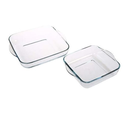 Set de 2 plats carrés en verre Paşabahçe Borcam