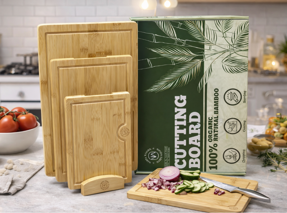 Set de planches à découper en bambou – 100 % naturel