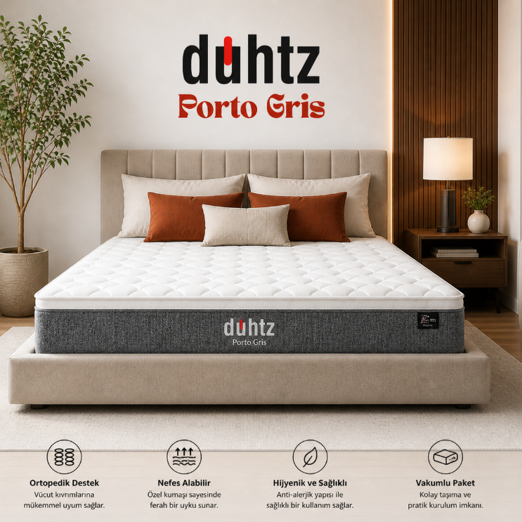 DUHTZ Porto Gris Matelas Orthopédique 28 cm