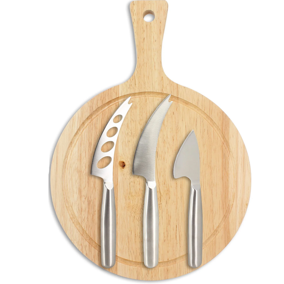 Planche de Service en Bois d'Acacia avec 3 Couteaux à Fromage – Menastyl