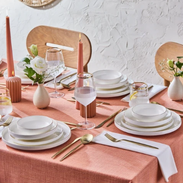 KARACA STREAM BONE SATURN – Service De Table Avec Détails Dorés Pour 6 Personnes, 24 Pièces