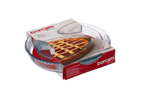 Pasabahce Borcam – Lot de 2 Plats en Verre pour Four  (Cannelés, Ronds)