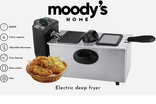 Friteuse Électrique 3L | 2000W Acier Inoxydable - Moody's Home